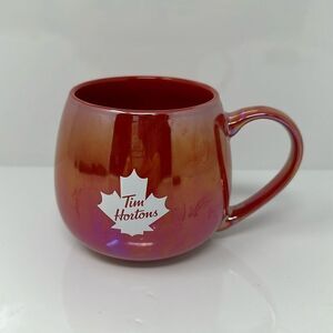 Tim Hortons 2020 Iridescent Red Coffee Mug 12 Oz Maple Leaf